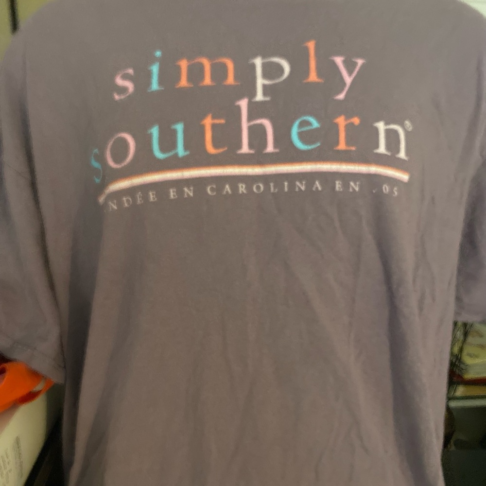 Simply Southern Short Sleeve Logo Tee in Charcoal with Pastel Accents